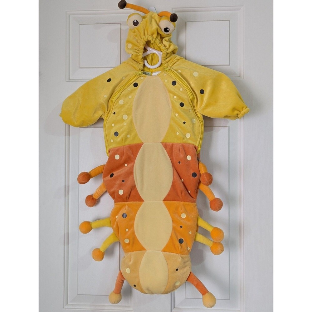 Caterpillar Bunting Costume Infant 0-6 mos Yellow Zip Hooded Padded Halloween